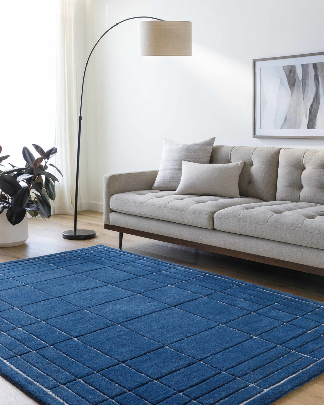Sedna Modern Geometrical Blue Wool Area Rug - The Rug Decor