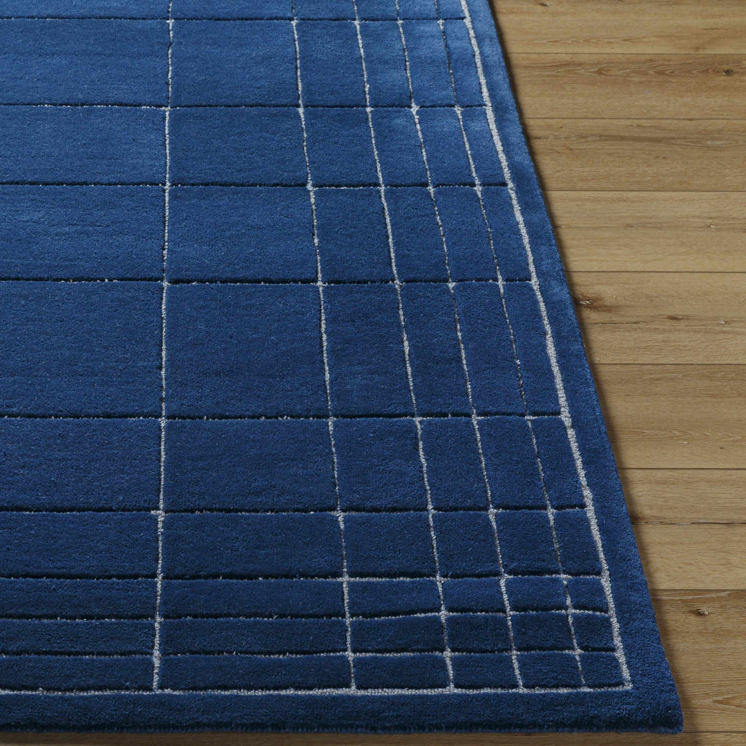 Sedna Modern Geometrical Blue Wool Area Rug - The Rug Decor