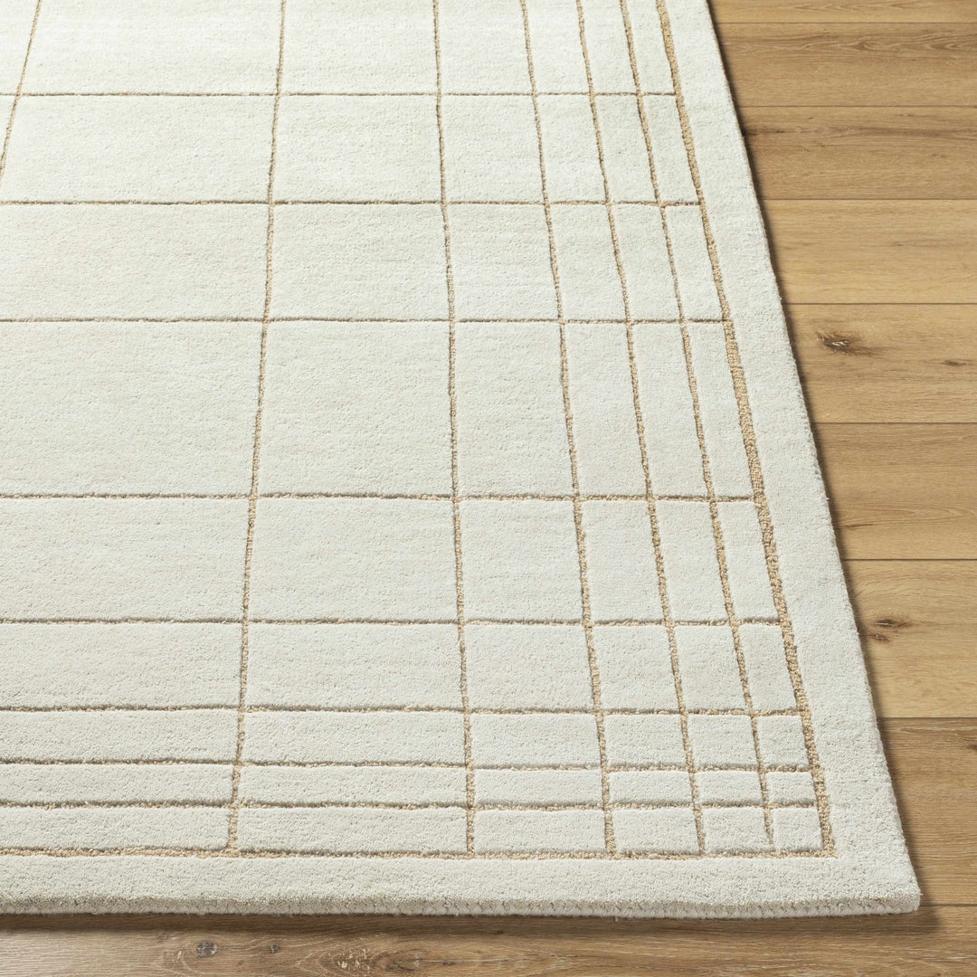 Sedna Modern Geometrical Ivory And Tan Wool Area Rug - The Rug Decor