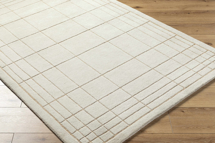 Sedna Modern Geometrical Ivory And Tan Wool Area Rug - The Rug Decor