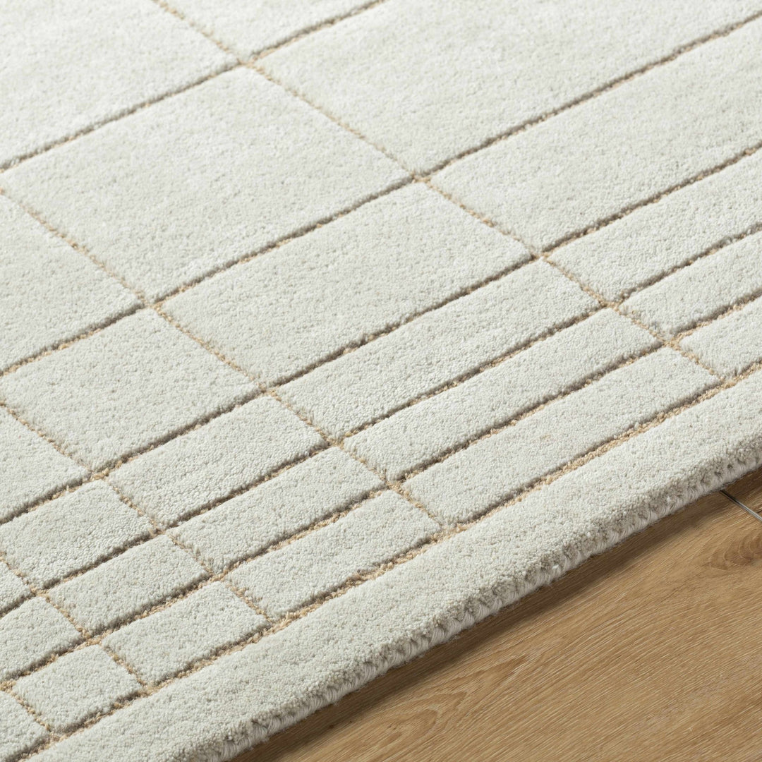 Sedna Modern Geometrical Ivory And Tan Wool Area Rug - The Rug Decor