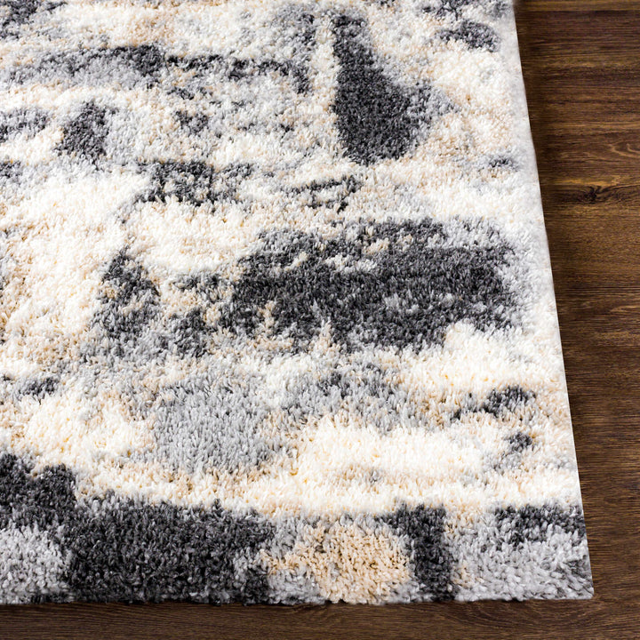 Selcuklu Modern Abstract Design Ivory And Charcoal Area Rug