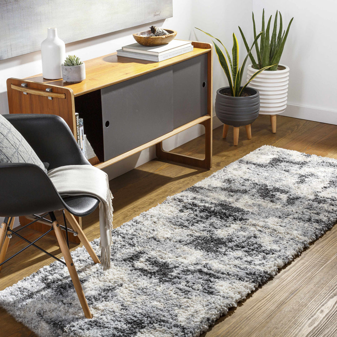 Selcuklu Modern Abstract Design Ivory And Charcoal Area Rug