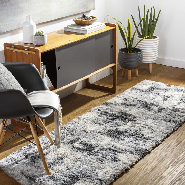 Selcuklu Modern Abstract Design Ivory And Charcoal Area Rug