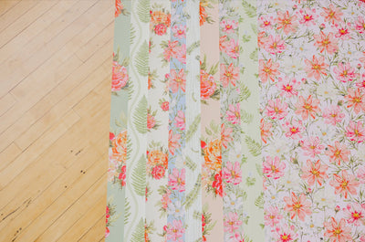 Self Adhesive Floral Printed Wallpaper Pink, Peach, Ivory and Green - The Rug Decor