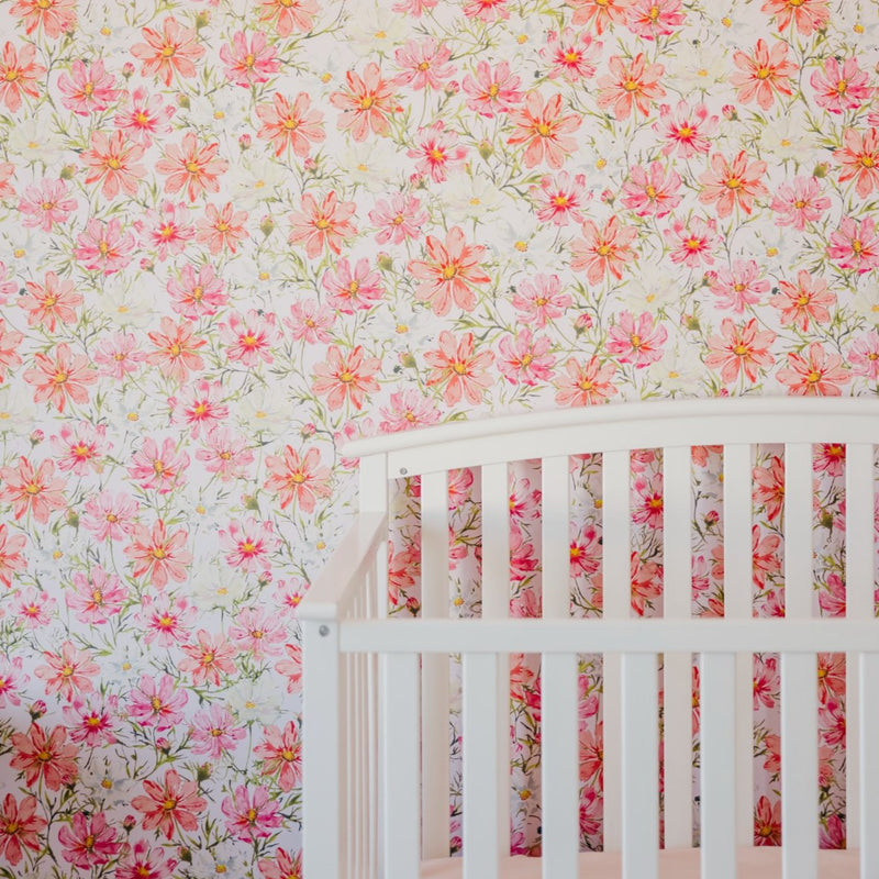 Self Adhesive Floral Printed Wallpaper Pink, Peach, Ivory and Green - The Rug Decor