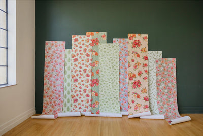 Self Adhesive Floral Printed Wallpaper Pink, Peach, Ivory and Green - The Rug Decor