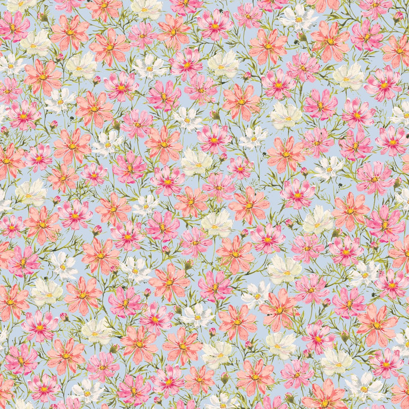 Self Adhesive Floral Printed Wallpaper Pink, Peach, Ivory and Green - The Rug Decor