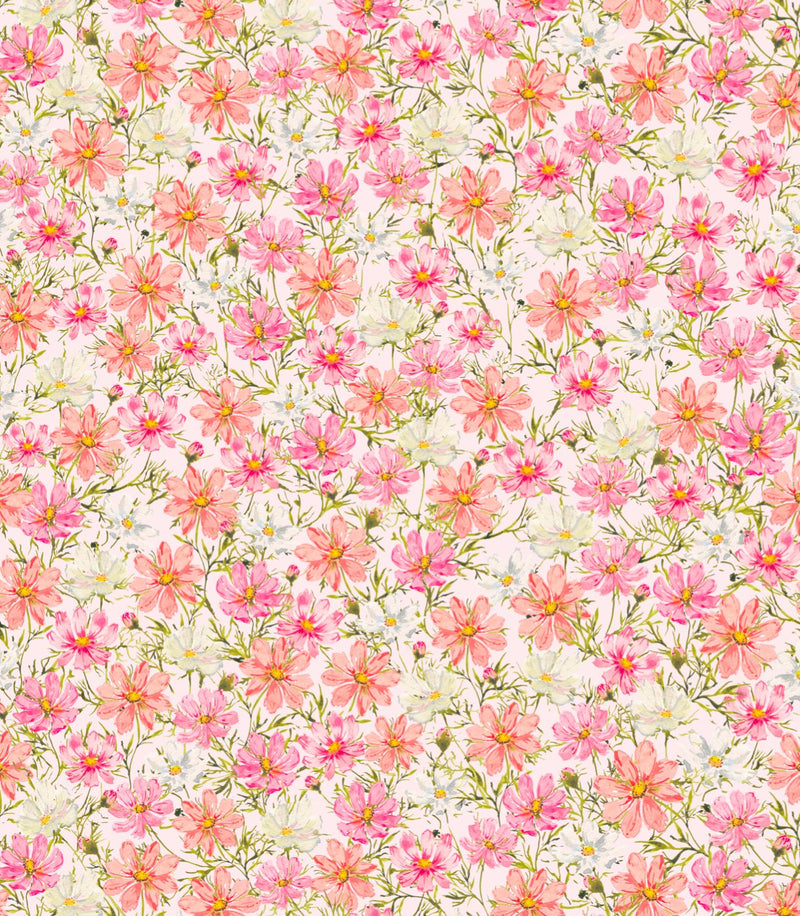 Self Adhesive Floral Printed Wallpaper Pink, Peach, Ivory and Green - The Rug Decor