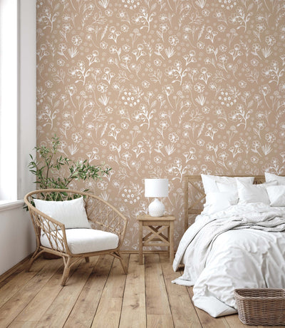 Self - adhesive Pink, Beige and Tan Subtle Floral Pattern wallpaper - The Rug Decor