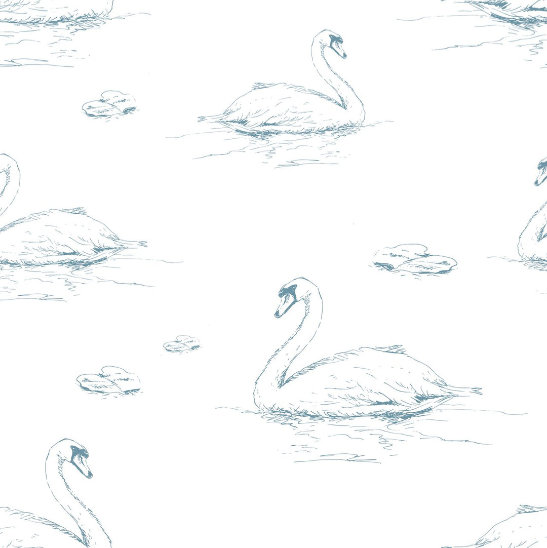 Self - adhesive Serene Duck Wallpaper Elegant Blue and White Bird - The Rug Decor