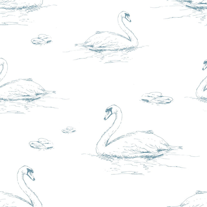 Self - adhesive Serene Duck Wallpaper Elegant Blue and White Bird - The Rug Decor