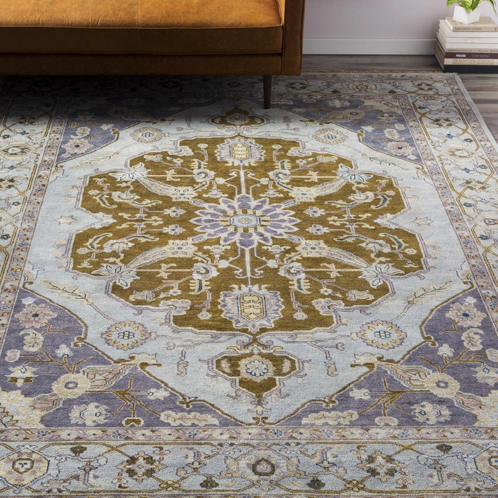 Senath Traditional Style Olive And Ivory Hand Knotted Area Rug - The Rug Decor