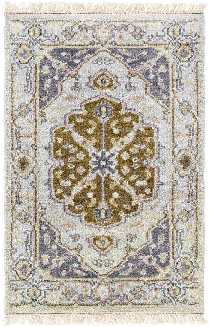 Senath Traditional Style Olive And Ivory Hand Knotted Area Rug - The Rug Decor