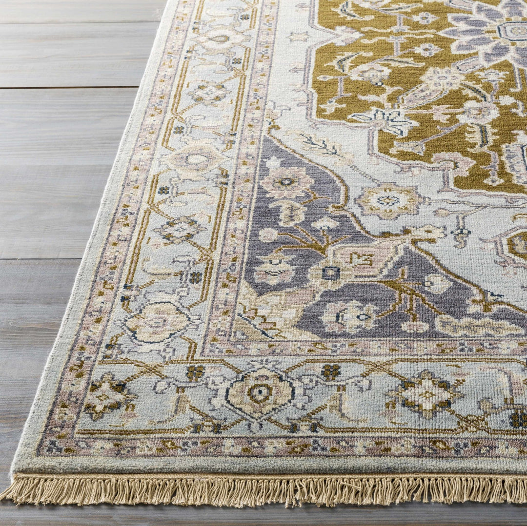 Senath Traditional Style Olive And Ivory Hand Knotted Area Rug - The Rug Decor