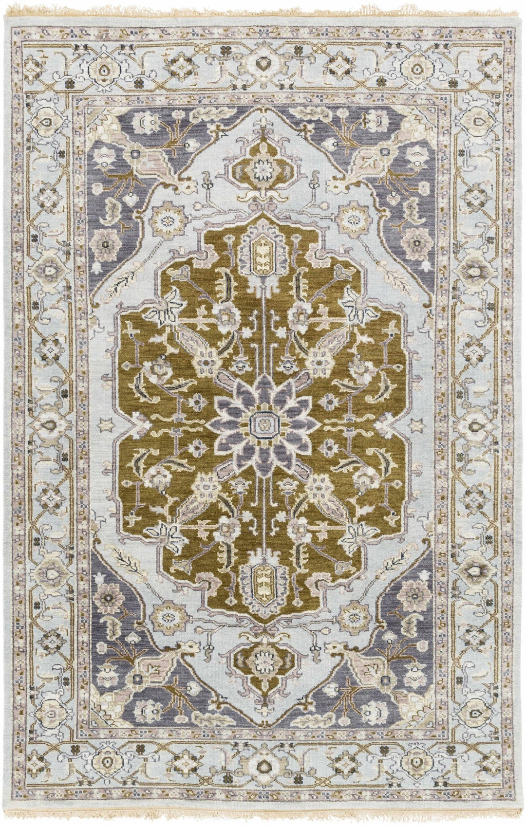 Senath Traditional Style Olive And Ivory Hand Knotted Area Rug - The Rug Decor