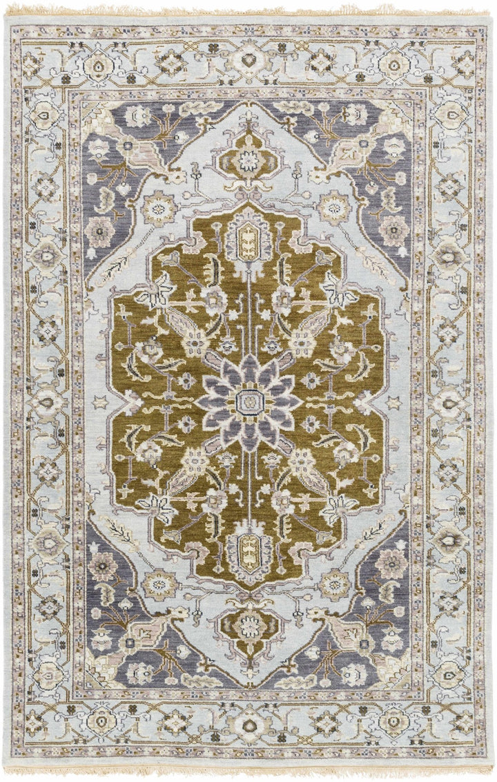 Senath Traditional Style Olive And Ivory Hand Knotted Area Rug - The Rug Decor