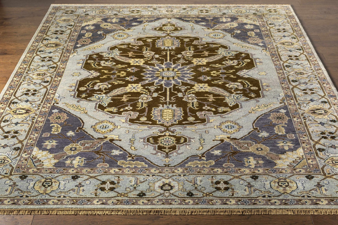 Senath Traditional Style Olive And Ivory Hand Knotted Area Rug - The Rug Decor