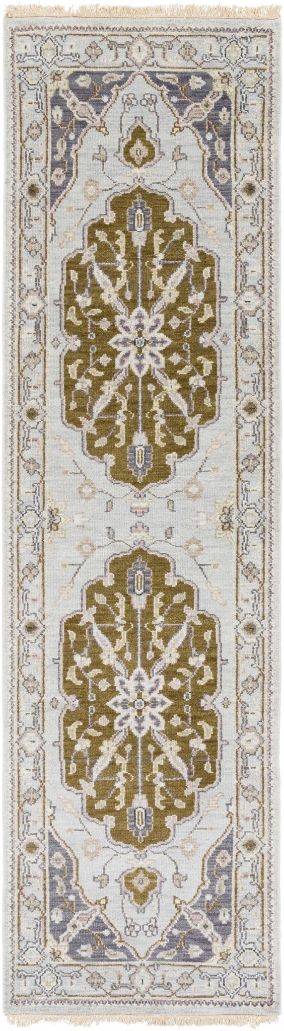 Senath Traditional Style Olive And Ivory Hand Knotted Area Rug - The Rug Decor