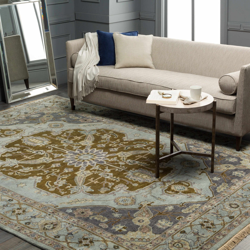 Senath Traditional Style Olive And Ivory Hand Knotted Area Rug - The Rug Decor