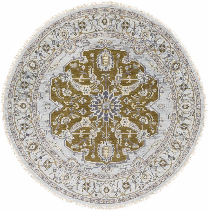 Senath Traditional Style Olive And Ivory Hand Knotted Area Rug - The Rug Decor