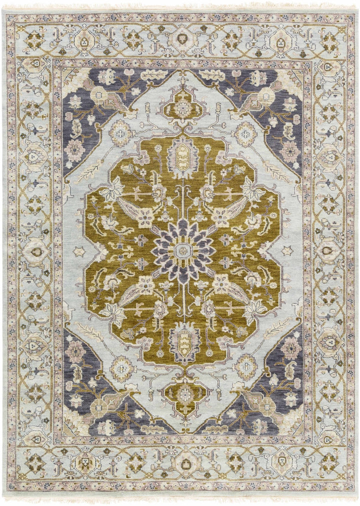 Senath Traditional Style Olive And Ivory Hand Knotted Area Rug - The Rug Decor