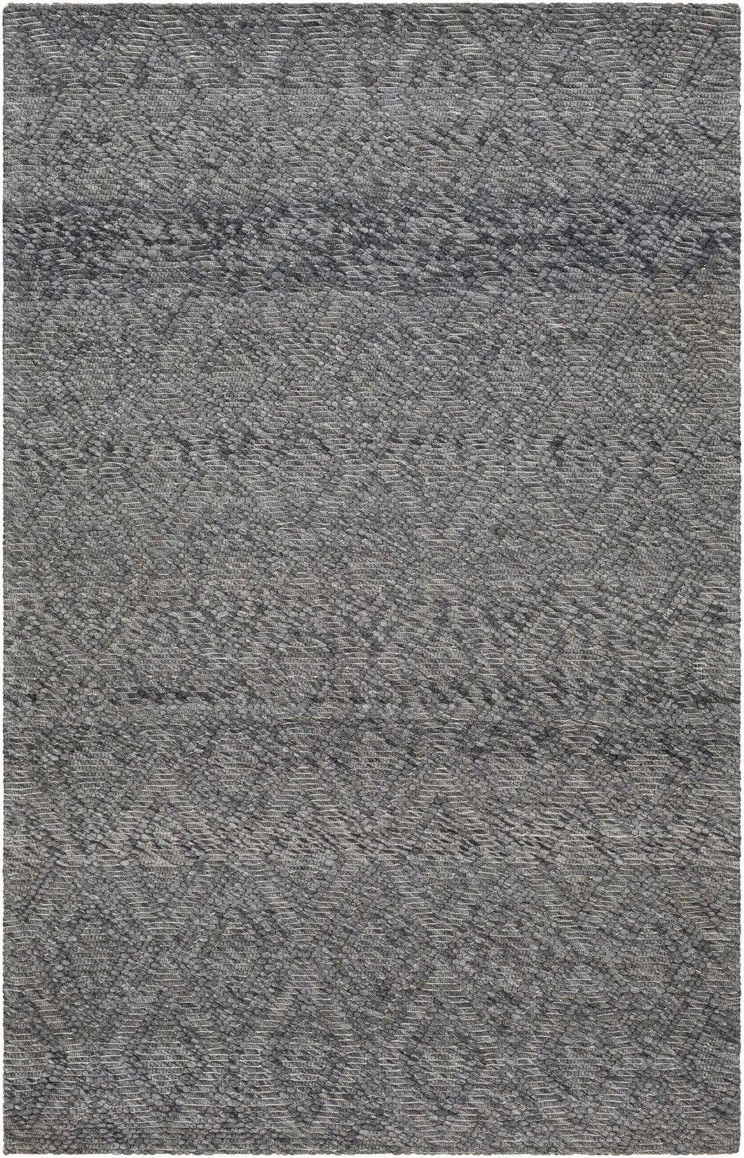 Kasib Dark Gray Traditional Style Hand Woven Wool Area Rug