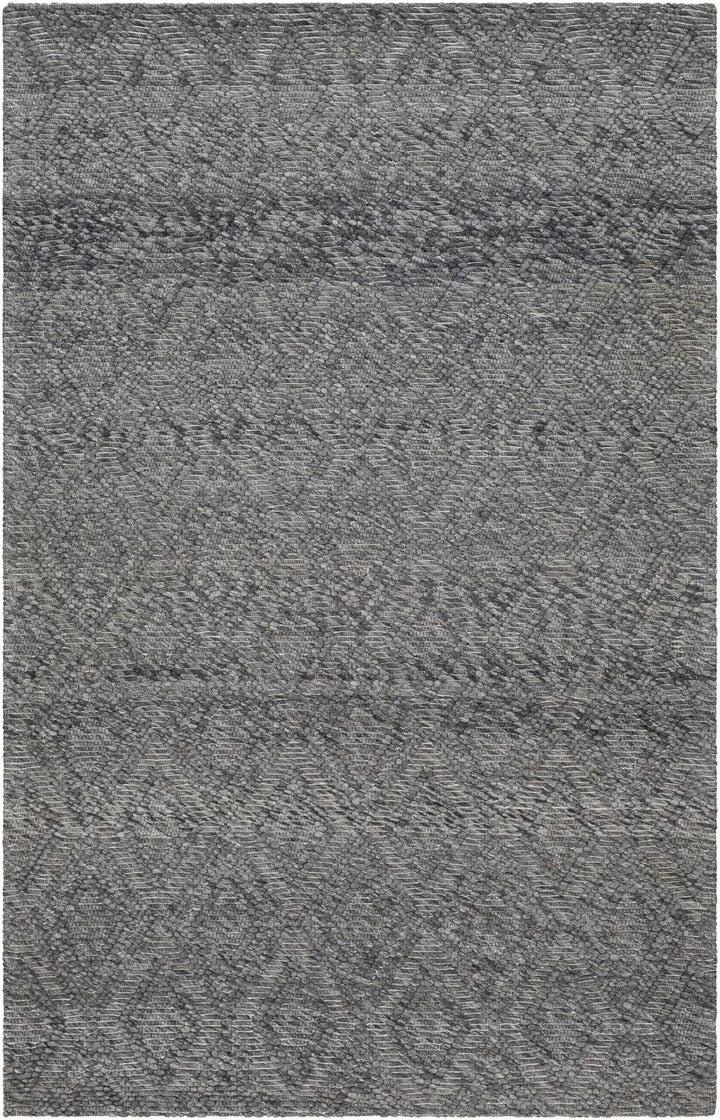 Kasib Dark Gray Traditional Style Hand Woven Wool Area Rug