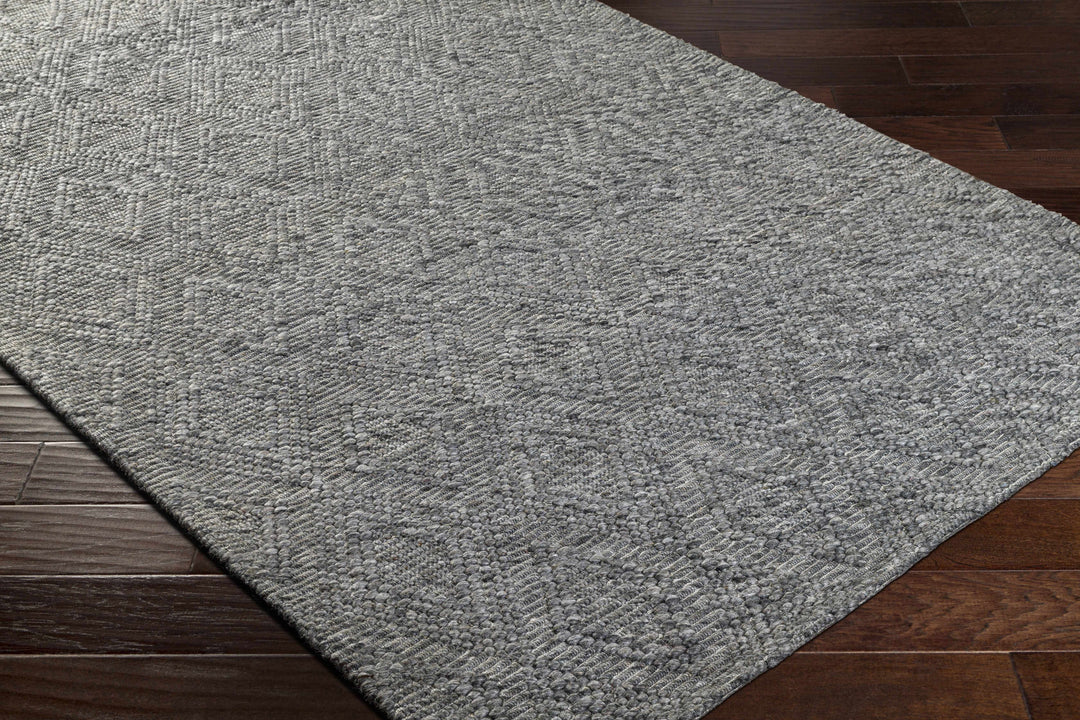 Kasib Dark Gray Traditional Style Hand Woven Wool Area Rug