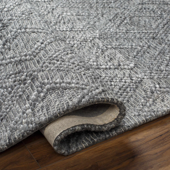 Kasib Dark Gray Traditional Style Hand Woven Wool Area Rug