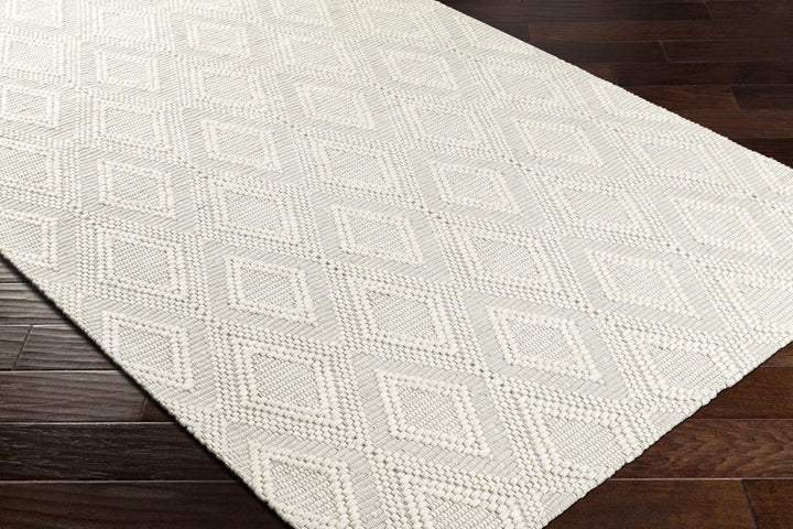 Kasib Ivory Modern Style Hand Woven Wool Area Rug