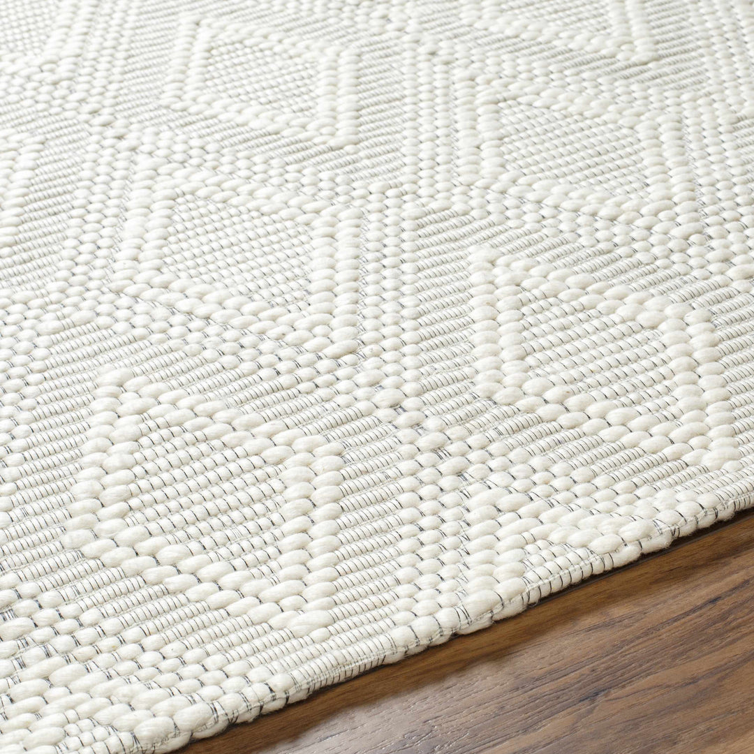 Kasib Ivory Modern Style Hand Woven Wool Area Rug