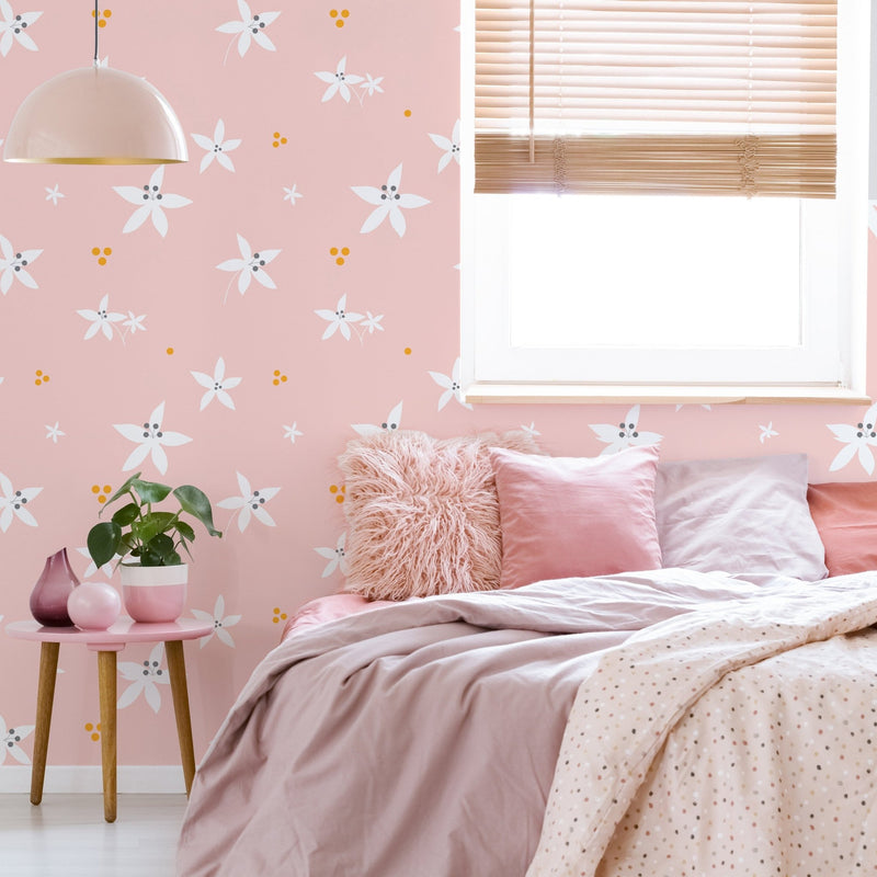 Serene Pink Blush Floral Self - adhesive Wallpaper - The Rug Decor