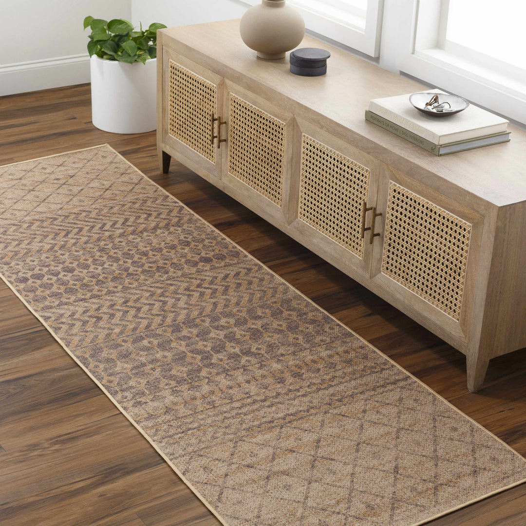 Inali Traditional Style Tan Washable Area Rug