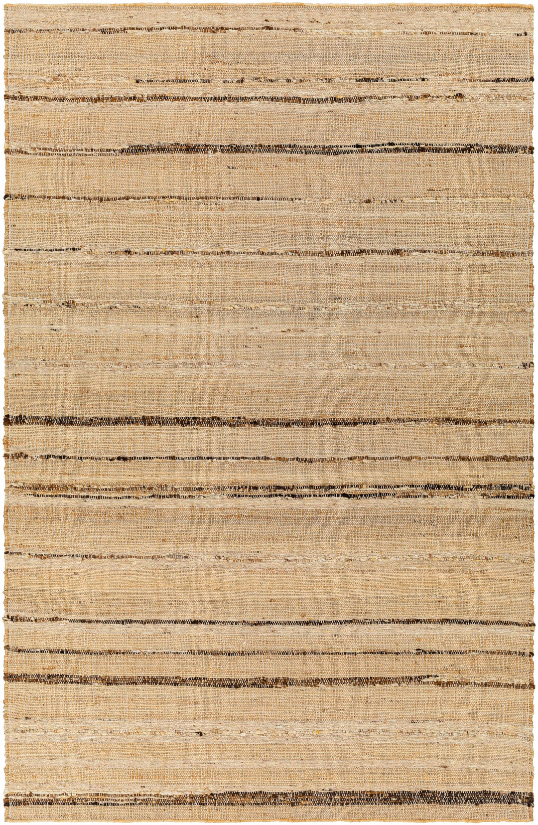 Nili Modern Stripe Pattern Natural Brown Hand Woven Wool Area Rug