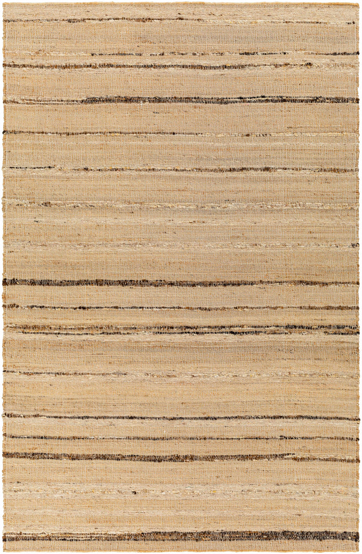 Nili Modern Stripe Pattern Natural Brown Hand Woven Wool Area Rug
