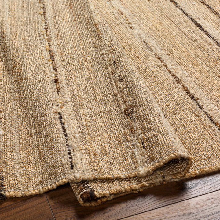 Nili Modern Stripe Pattern Natural Brown Hand Woven Wool Area Rug