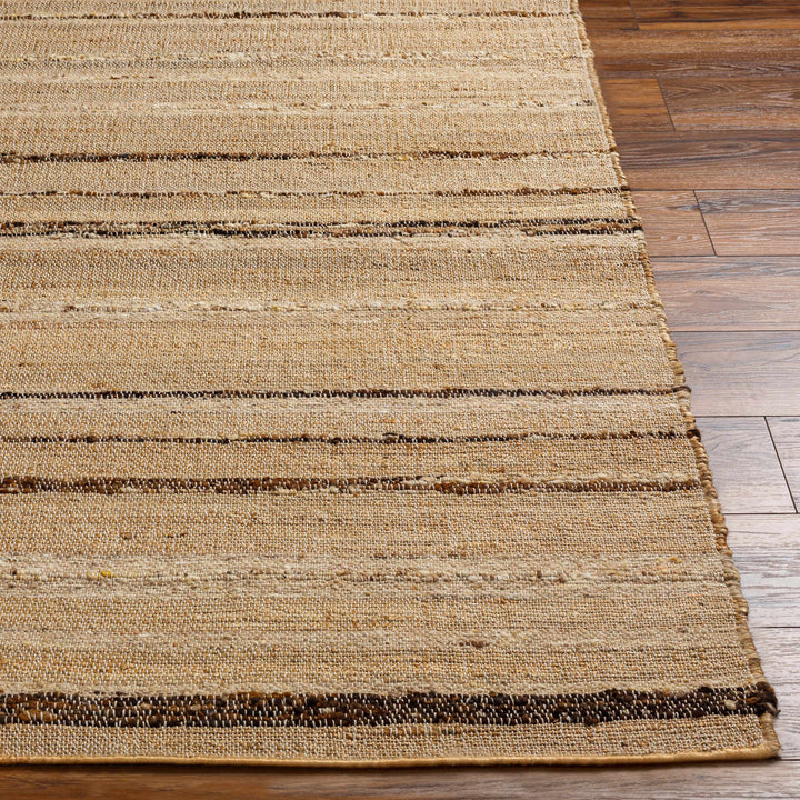 Nili Modern Stripe Pattern Natural Brown Hand Woven Wool Area Rug