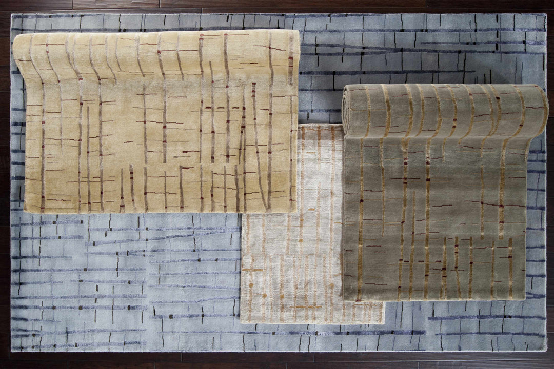 Copake Contemporary Abstract Gray Hand Knotted Wool Rug
