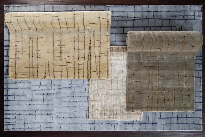 Copake Contemporary Abstract Gray Hand Knotted Wool Rug