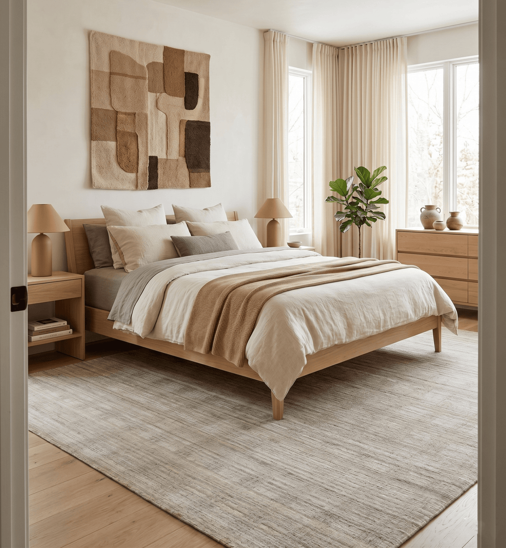 Shaded Beige 8x10 Hand Made Blended Wool Flatwoven Area Rug - The Rug Decor