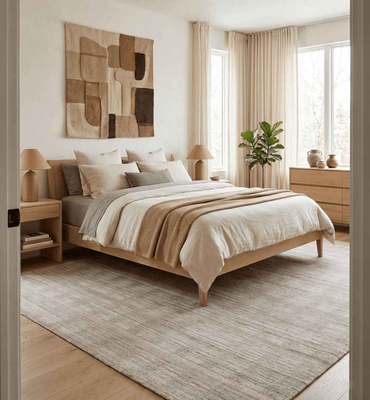 Shaded Beige 8x10 Hand Made Blended Wool Flatwoven Area Rug - The Rug Decor
