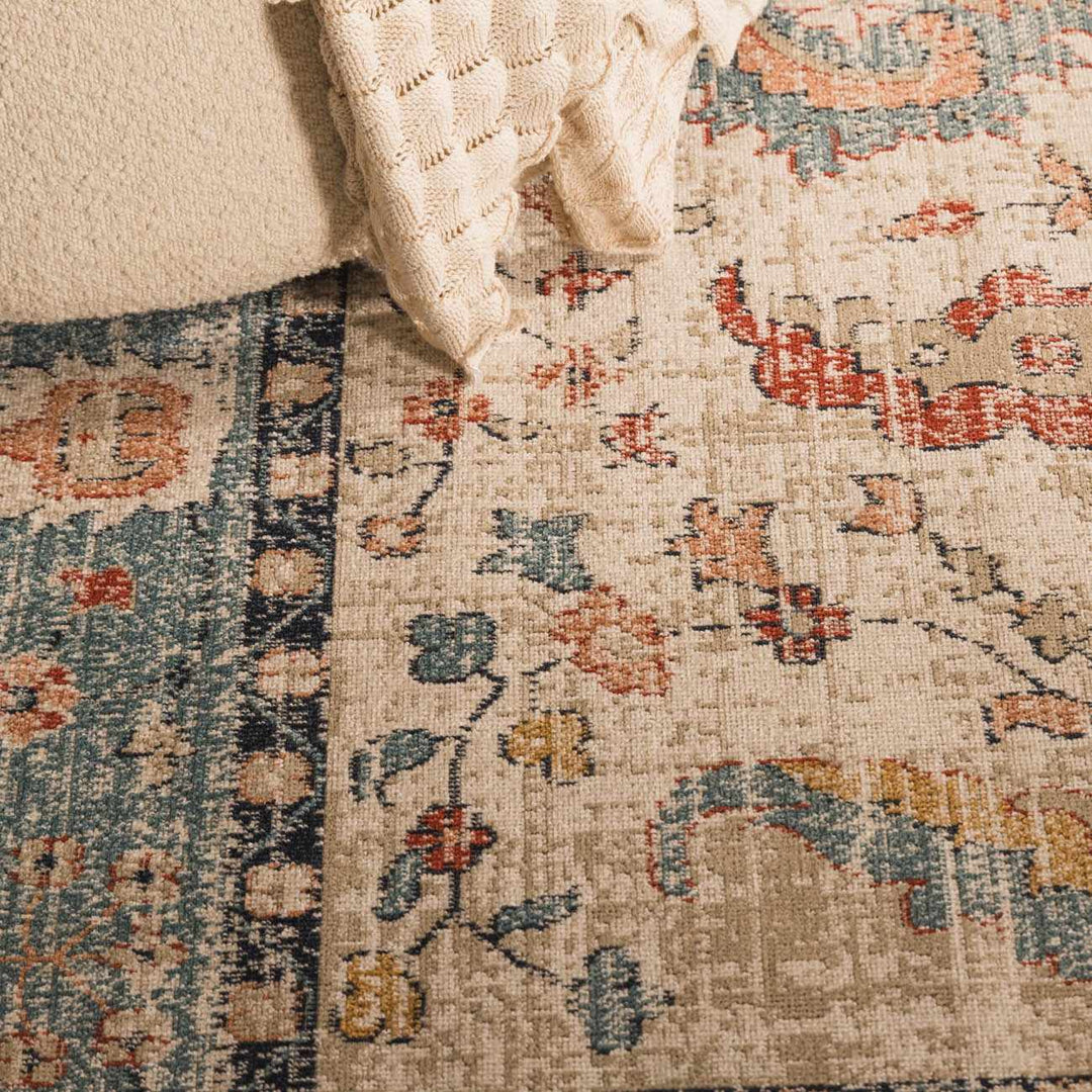 Shafter Traditional Cream And Navy Machine Woven Outdoor Area Rug - The Rug Decor
