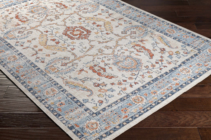 Shafter Traditional Cream And Navy Machine Woven Outdoor Area Rug - The Rug Decor