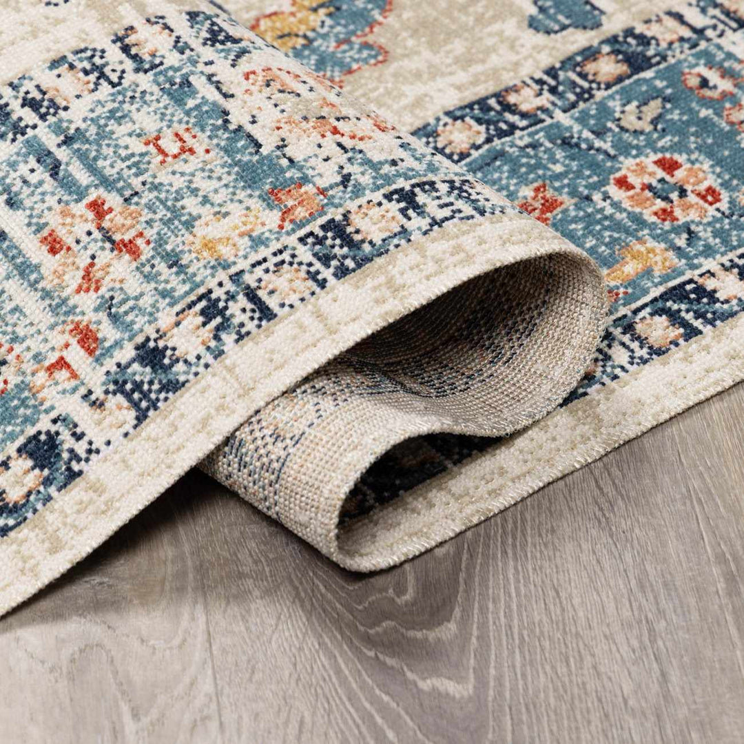 Shafter Traditional Cream And Navy Machine Woven Outdoor Area Rug - The Rug Decor