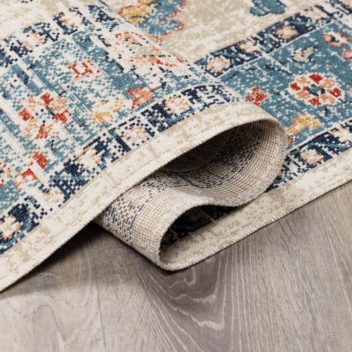 Shafter Traditional Cream And Navy Machine Woven Outdoor Area Rug - The Rug Decor