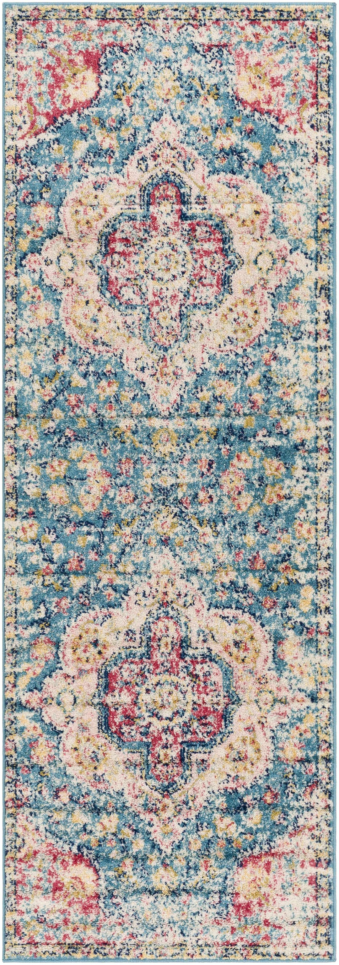 Sharnbrook Traditional Style Pink And Blue Area Rug