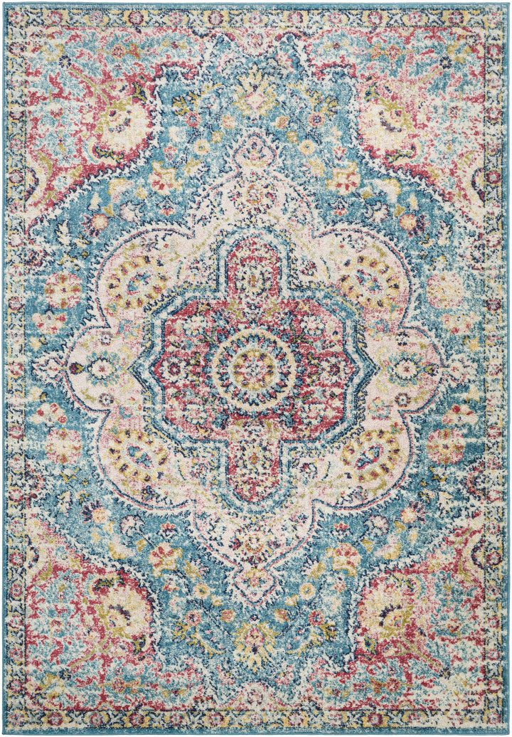 Sharnbrook Traditional Style Pink And Blue Area Rug