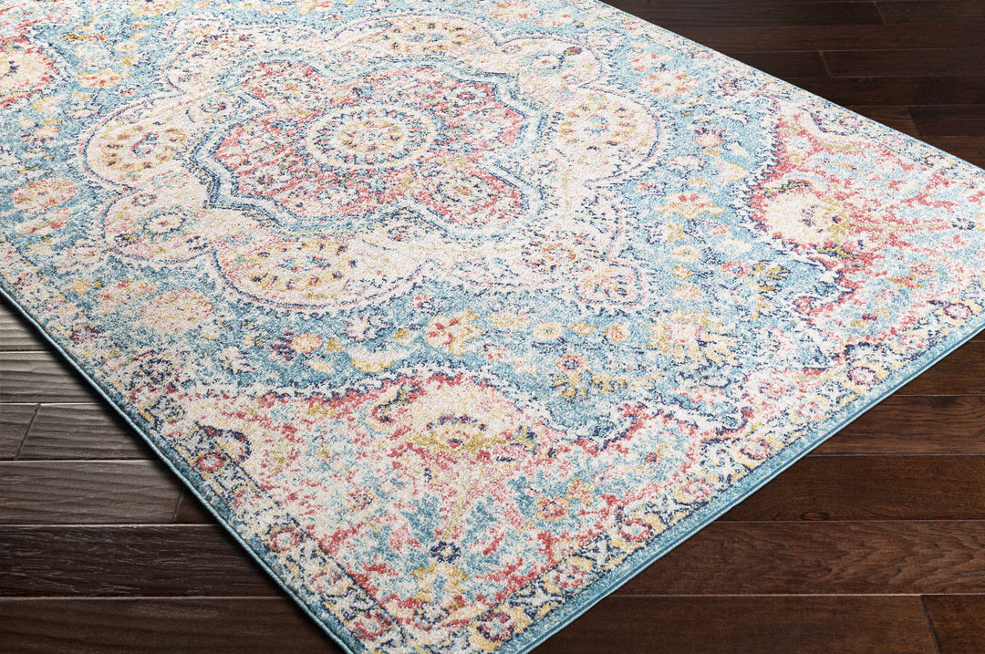 Sharnbrook Traditional Style Pink And Blue Area Rug