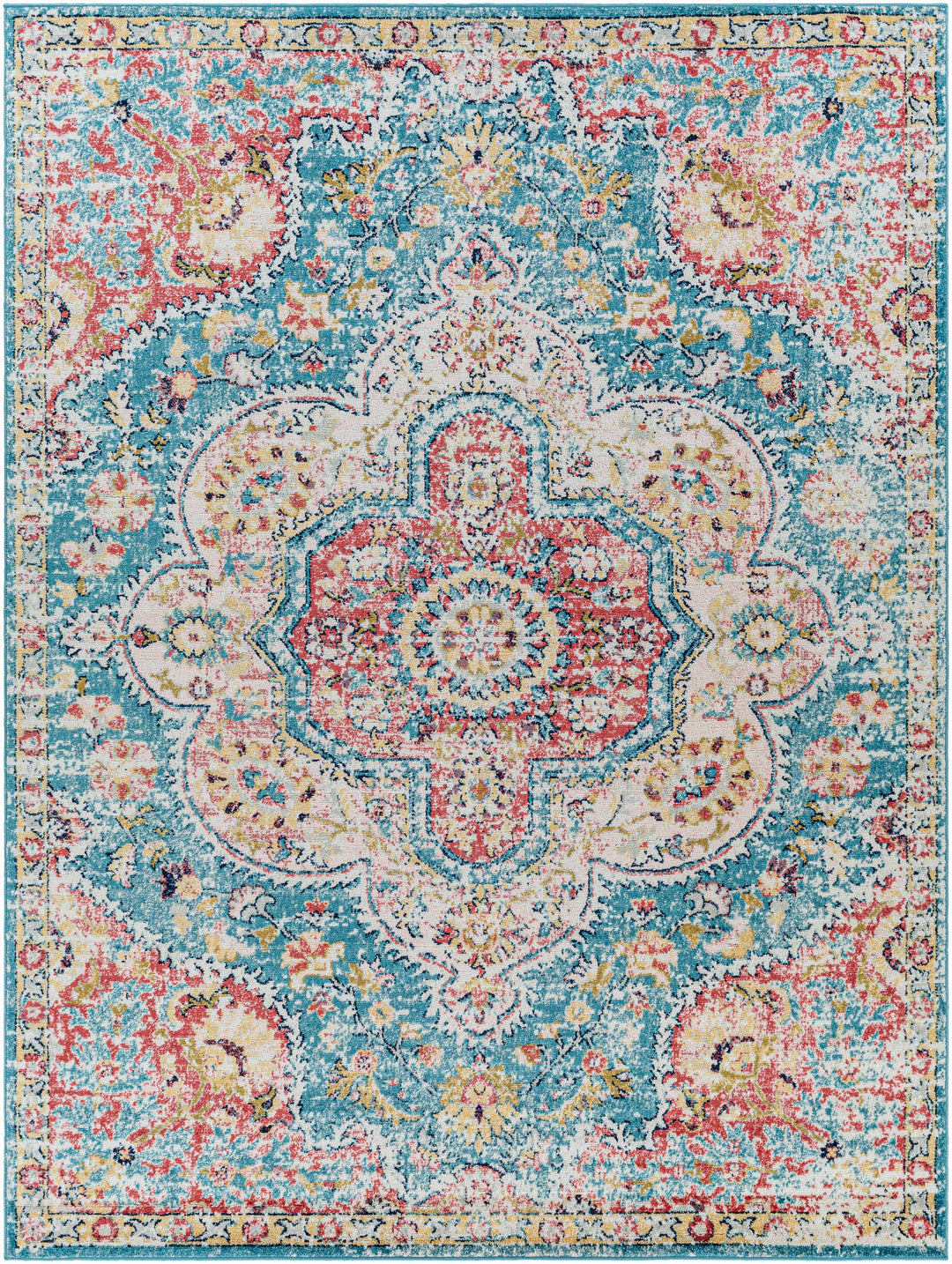 Sharnbrook Traditional Style Pink And Blue Area Rug